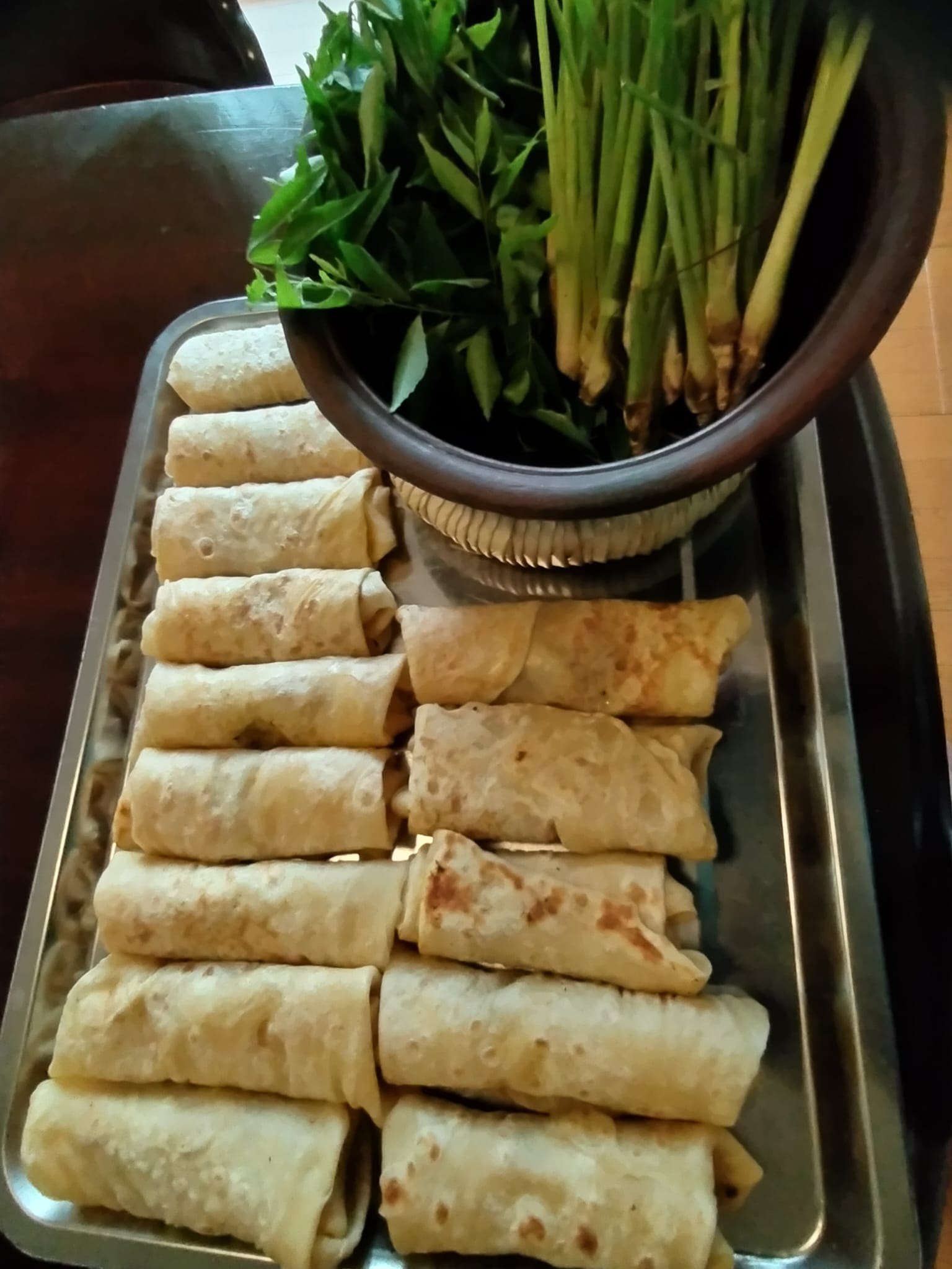 Roti prepared with fresh herbs