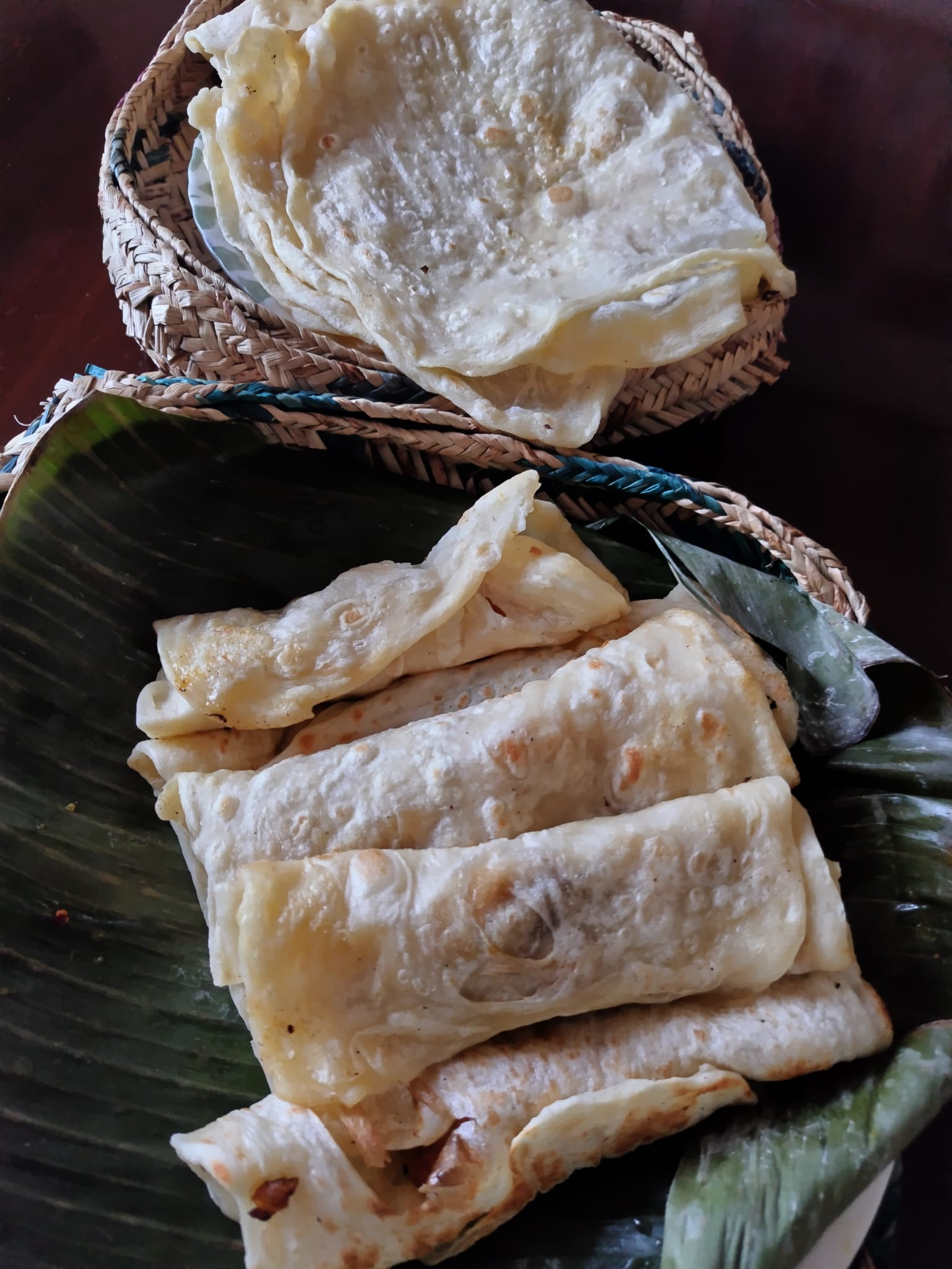 Fresh folded roti